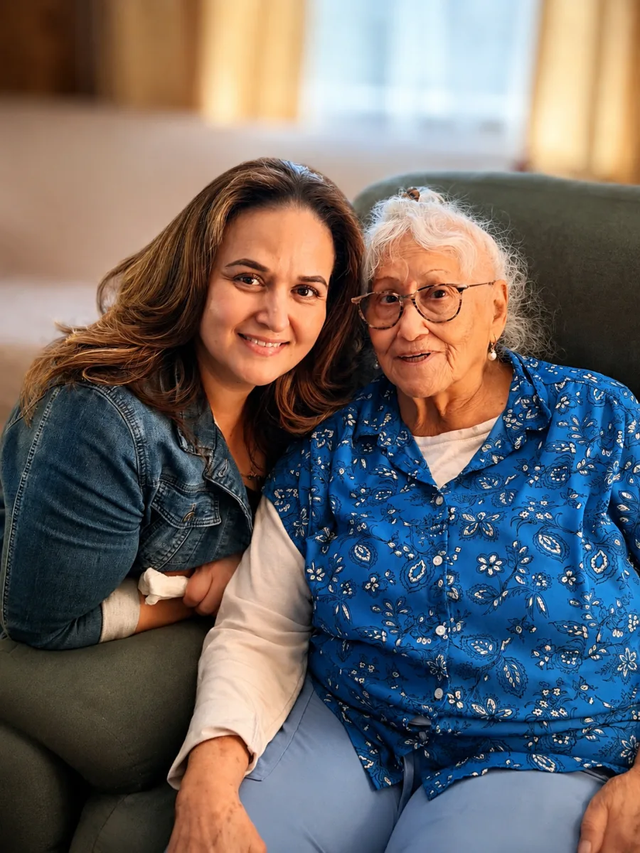 Lupe Gomez with a beloved Perris senior